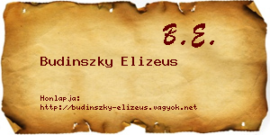 Budinszky Elizeus névjegykártya